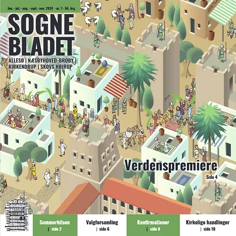 Læs Sogneblad nummer 1 fra 2024 - på forsiden ses kortet over på sporet af påsken